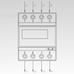 Eastron SDM72DR 3-fas elmätare med pulsutgång, kopplingsschema