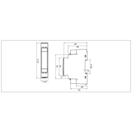 Electricity meter single phase Carlo Gavazzi EM111-M1 MID M-Bus EM111DINAV81XM1PFB image with dimensions, drawing