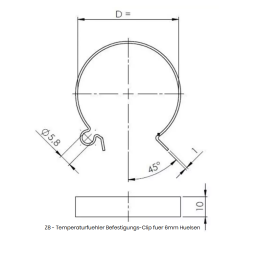 Mounting-clip for our 6 mm universal temp sensors, for 15 mm tubing.