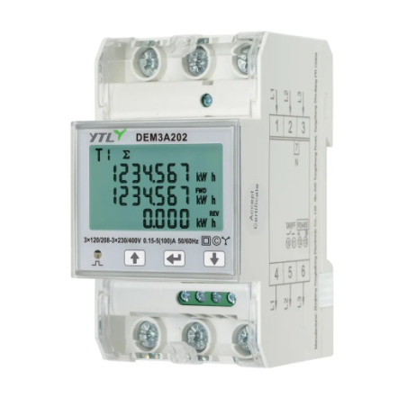YTL DEM3A202 – 100 A Three-Phase Energy Meter with Modbus, MID certified. Main image.
