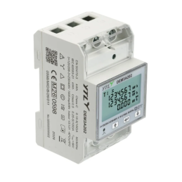 YTL DEM3A202 – 100 A Three-Phase Energy Meter with Modbus, MID certified. Image from the left side.
